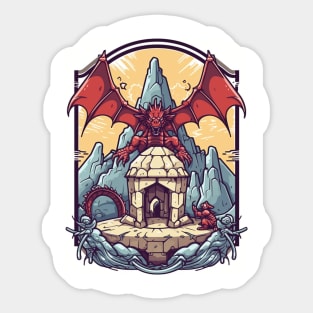 Majestic Red Dragon Design Sticker